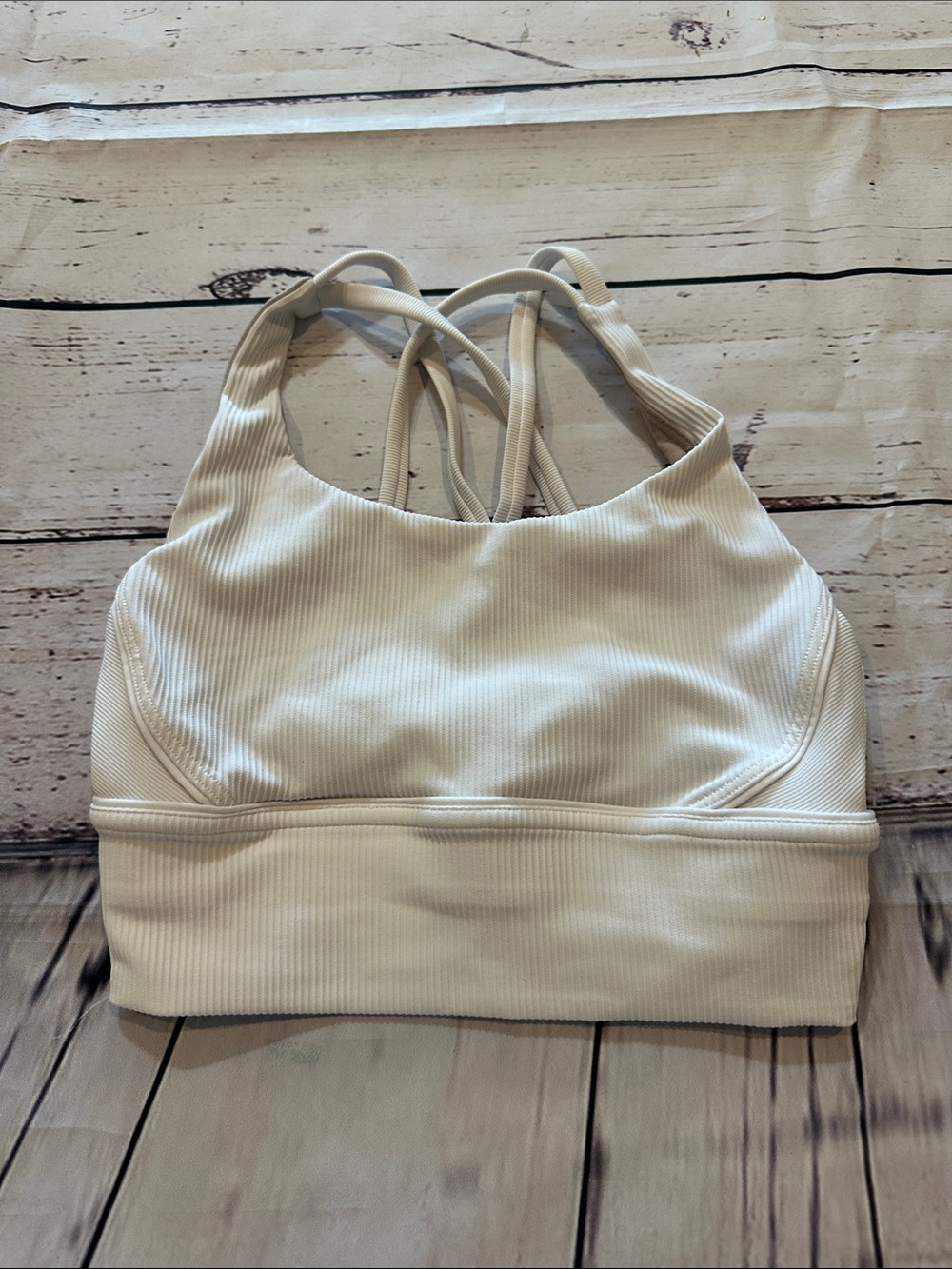 lululemon athletica Ribbed white Strappy Sports Bra